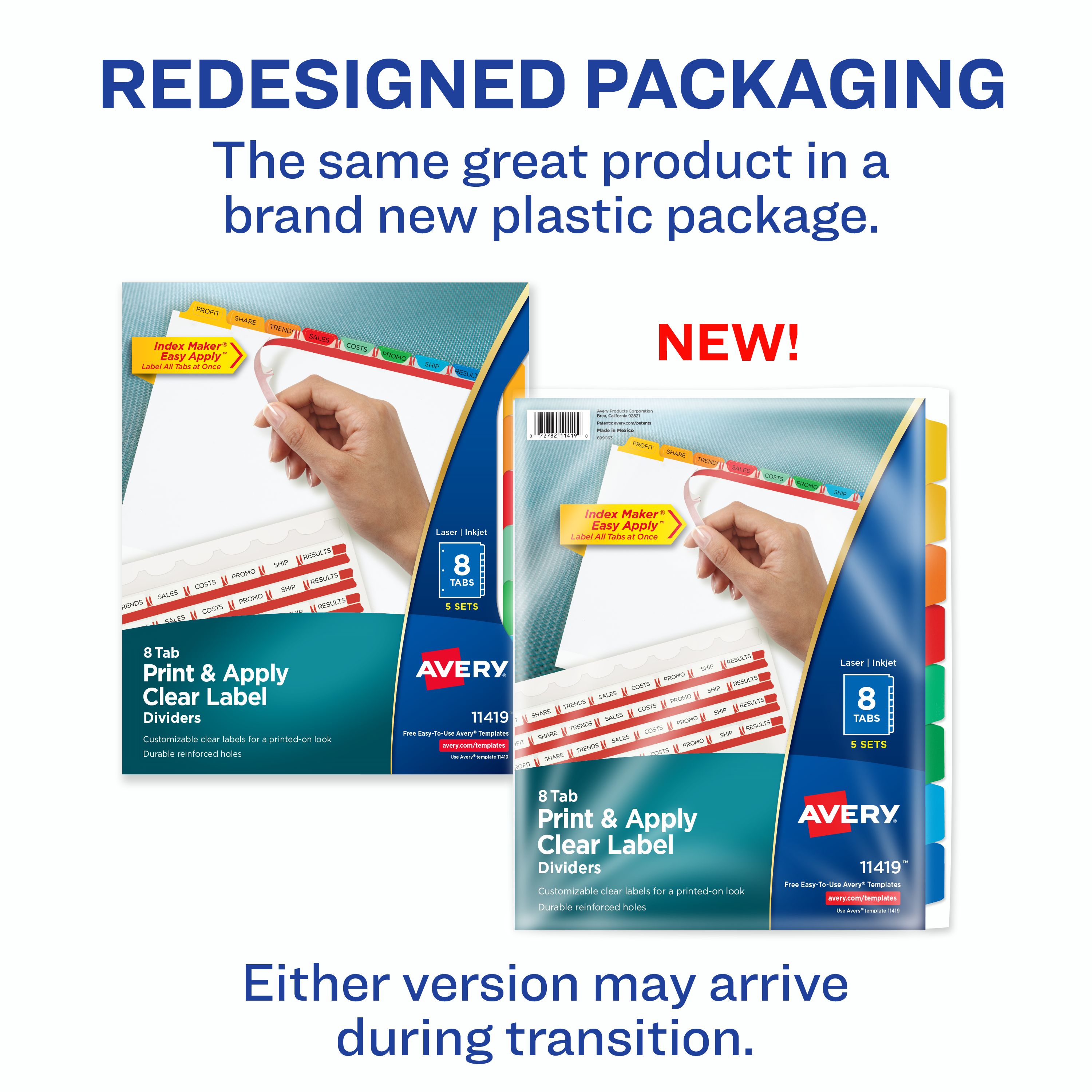 Avery Print & Apply Dividers 8 Tabs, 5 Sets (11419) | Avery